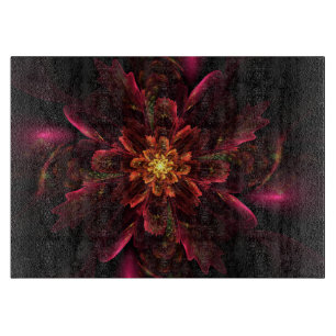 Rote glühende Blume Schneidebrett