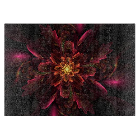 Rote glühende Blume Schneidebrett (Vorderseite)
