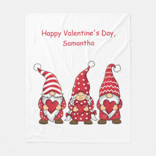 Rote Gnome mit Herzen Personalisierter Valentinsta Fleecedecke