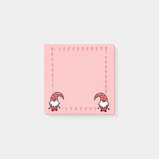 Rote Gnome mit Pilzen Post-it-Notizen Post-it Klebezettel (Vorderseite)