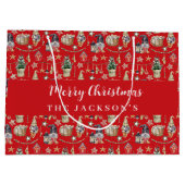 Rote Gnome Nordic Farmhouse Weihnachten Große Geschenktüte (Rückseite)