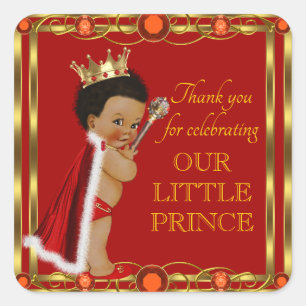 Rote Gold Afro Prinz Juwel Baby Shower Aufkleber