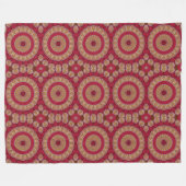 Rote Gold Gelbe Rosetten Mandala Fleecedecke (Vorderseite (Horizontal))