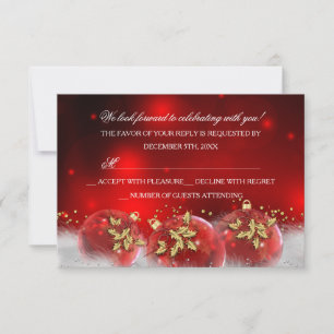 Rote Gold-Holly-Kugeln Weihnachtsfeier Antwort