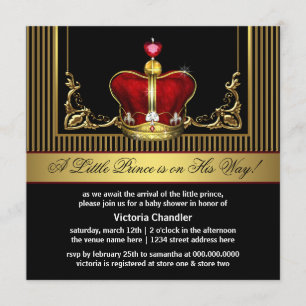 Rote Gold-Kronprinz-Baby-Shower-Einladungen Einladung