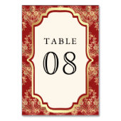 Rote Gold-Lace-Indische Hochzeit Tischnummer (Rückseite)