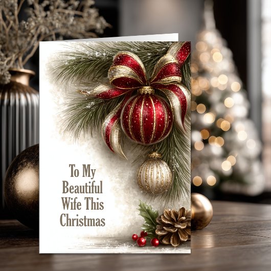 Rote Gold Ornamente Frau Weihnachten