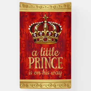 Rote Gold Prinz Krone Junge Baby Shower Banner