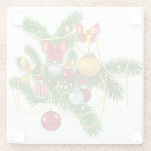 ROTE GOLD-SILVER-CHRISTMAORNAMENTS & BOWS GLASUNTERSETZER (Rückseite)