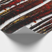 Rote Gold- und Schwarze Birkenbäume Geschenkpapier (Ecke)