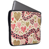 ROTE GOLD-VALENTINE-HERZEN UND LEOPARD-DRUCK LAPTOPSCHUTZHÜLLE (Vorne Rechts)