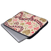 ROTE GOLD-VALENTINE-HERZEN UND LEOPARD-DRUCK LAPTOPSCHUTZHÜLLE (Vorne Knopf)