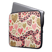 ROTE GOLD-VALENTINE-HERZEN UND LEOPARD-DRUCK LAPTOPSCHUTZHÜLLE (Vorderseite Links)