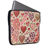 ROTE GOLD-VALENTINE-HERZEN UND LEOPARD-DRUCK LAPTOPSCHUTZHÜLLE (Vorne Rechts)
