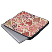 ROTE GOLD-VALENTINE-HERZEN UND LEOPARD-DRUCK LAPTOPSCHUTZHÜLLE (Vorne Knopf)