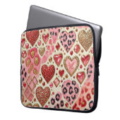 ROTE GOLD-VALENTINE-HERZEN UND LEOPARD-DRUCK LAPTOPSCHUTZHÜLLE (Vorderseite Links)