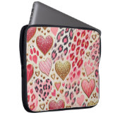 ROTE GOLD-VALENTINE-HERZEN UND LEOPARD-DRUCK LAPTOPSCHUTZHÜLLE (Vorne Rechts)