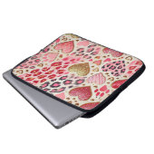 ROTE GOLD-VALENTINE-HERZEN UND LEOPARD-DRUCK LAPTOPSCHUTZHÜLLE (Vorne Knopf)
