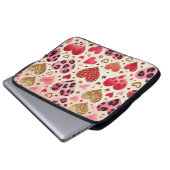 ROTE GOLD-VALENTINE-HERZEN UND LEOPARD-DRUCK LAPTOPSCHUTZHÜLLE (Vorne Knopf)