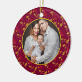 Rote Goldbeeren Weihnachts-Foto Keramik Ornament (Links)