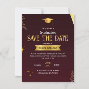 Rote Goldene Abschluss-Save-the-Date-Karte RSVP Karte