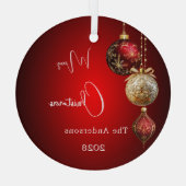 Rote goldene Baubles Weihnachtsdekoration Ornament Aus Glas (Rückseite)