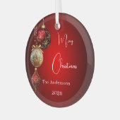 Rote goldene Baubles Weihnachtsdekoration Ornament Aus Glas (Vorderseite links)