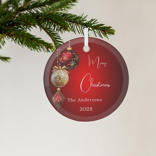 Rote goldene Baubles Weihnachtsdekoration Ornament Aus Glas