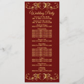 Rote goldene geometrische elegante Hochzeit Programm (Rückseite)