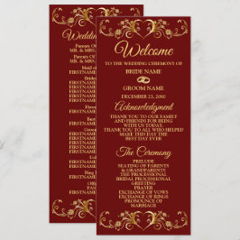 Rote goldene geometrische elegante Hochzeit Programm
