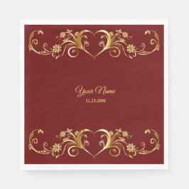 Rote goldene geometrische elegante Hochzeitsfeier Serviette