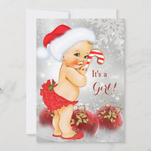 Rote Goldene Girlande Weihnachts-Baby-Shower-Blond Einladung