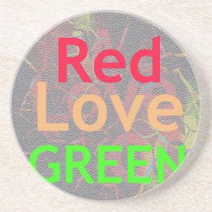 ROTE GOLDENE GRÜNE LIEBE SANDSTEIN UNTERSETZER
