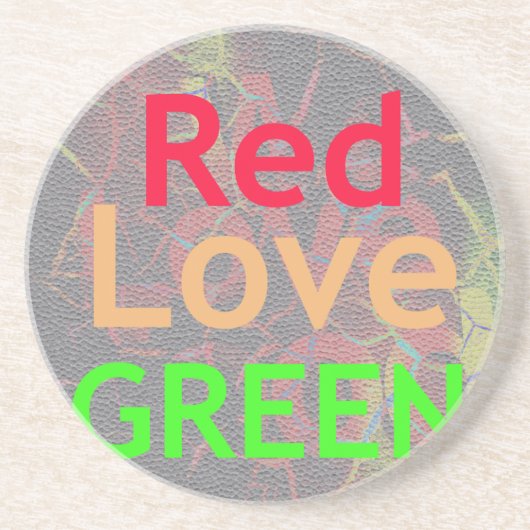 ROTE GOLDENE GRÜNE LIEBE SANDSTEIN UNTERSETZER (Vorne)