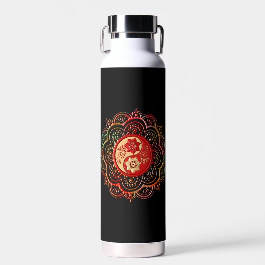 Rote & Goldene Mandala-Wasserflasche Trinkflasche (Vorne)