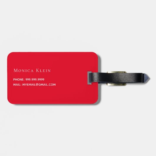 Rote goldene Monogramm-Initialen Gepäckanhänger (Rückseite horizontal)