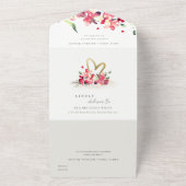 Rote goldene Orchideenhochzeit All In One Einladung (Außenbereich)