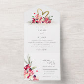 Rote goldene Orchideenhochzeit All In One Einladung (Innen Boden)