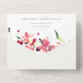 Rote goldene Orchideenhochzeit All In One Einladung (Rückseite)