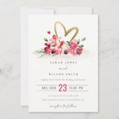 Rote goldene Orchideenhochzeit Einladung (Vorderseite)