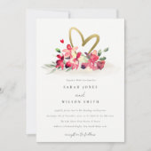 Rote goldene Orchideenhochzeit Einladung (Vorderseite)