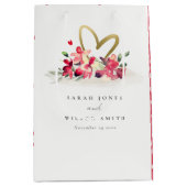 Rote goldene Orchideenhochzeit Mittlere Geschenktüte (Vorderseite)