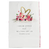 Rote goldene Orchideenhochzeit Mittlere Geschenktüte (Rückseite)