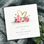 Rote goldene Orchideenhochzeit Serviette