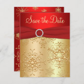 Rote, goldene Schneeflocken Hochzeit Sichern Sie d Save The Date (Vorne/Hinten)
