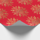 Rote goldene Schneeflocken - Niedliche Weihnachten Geschenkpapier (Ecke)