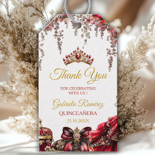 Rote goldene Tiara Floral Quinceañera Geschenkanhänger