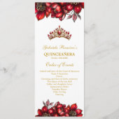 Rote goldene Tiara Floral Quinceañera Programm (Vorderseite)