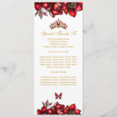 Rote goldene Tiara Floral Quinceañera Programm (Rückseite)