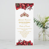 Rote goldene Tiara Floral Quinceañera Programm (Stehend Vorderseite)